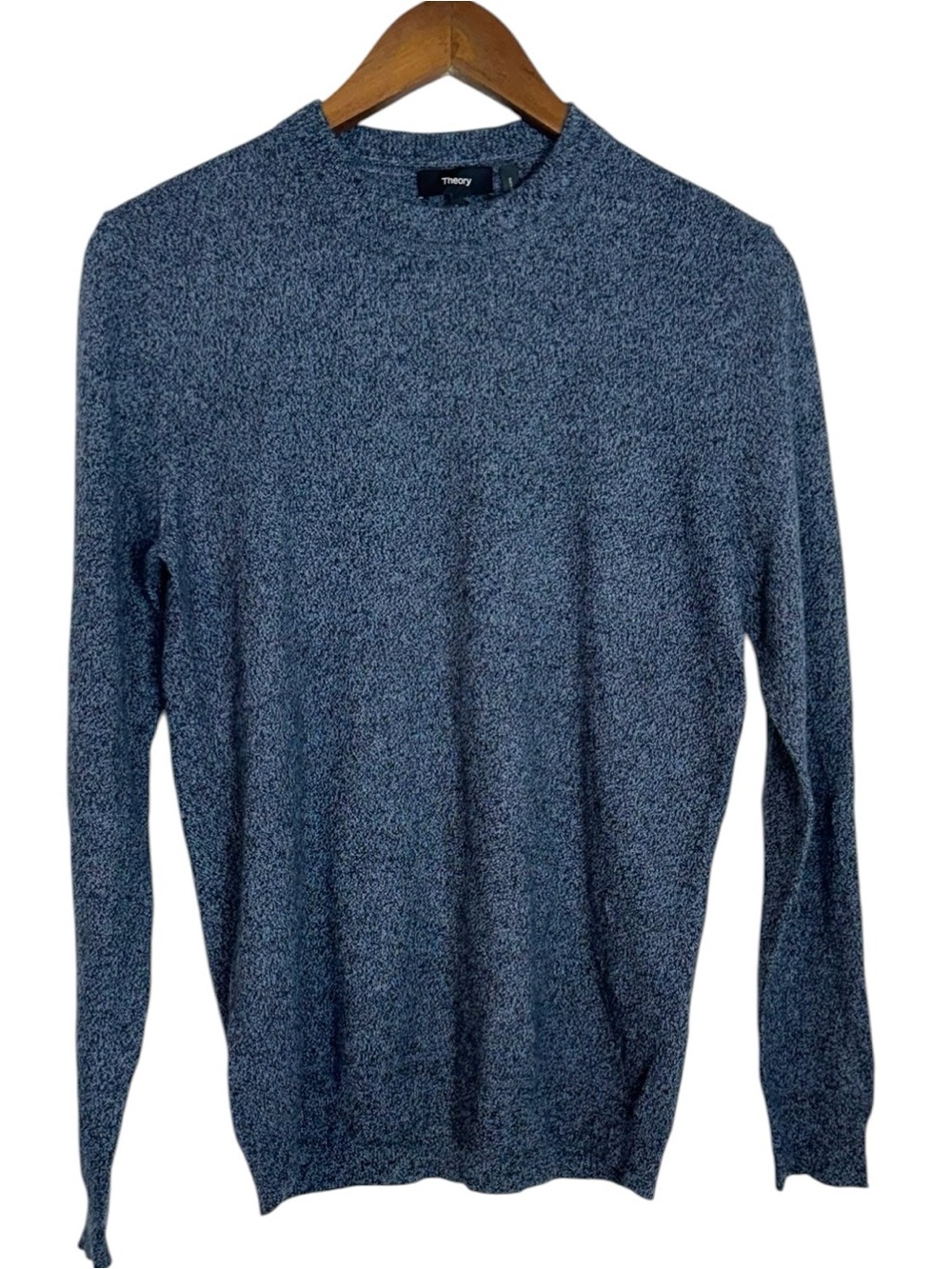 THEORY $365 Men’s Haider O Cashmere Mouline Blue Crewneck Sweater Small
